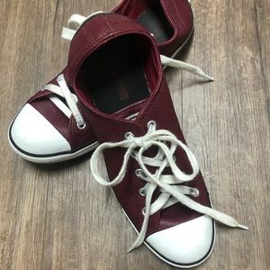 Converse All Stars, Red Leather Chuck Tailors Sz:8
